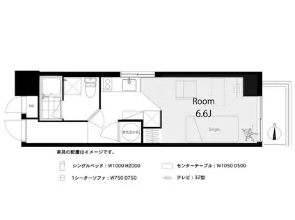ライオンズマンション神楽坂第5(ワンルーム/11階)の間取り写真