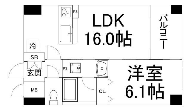 ウィズなんば(1LDK/7階)の間取り写真