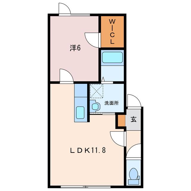クロスIV(1LDK/1階)の間取り写真