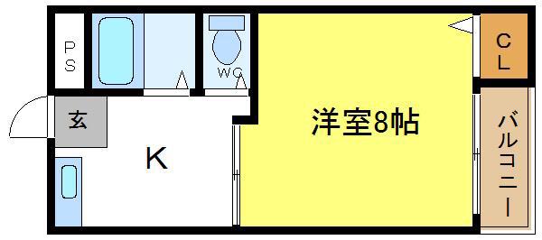 ハイツハ-ベストⅡ(1DK/4階)の間取り写真