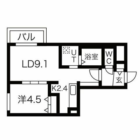 ブランシャールEK琴似(1LDK/4階)の間取り写真