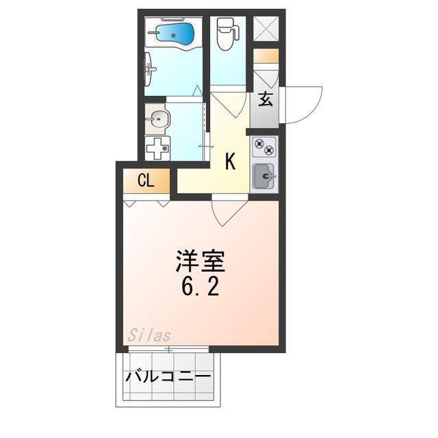 H-MAISON平野本町(1K/1階)の間取り写真