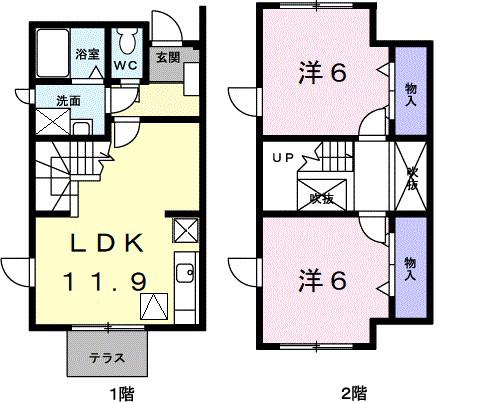 タウンガーデンI(2LDK/1階)の間取り写真