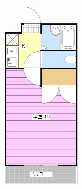 サウスエンジェル(1K/2階)の間取り写真
