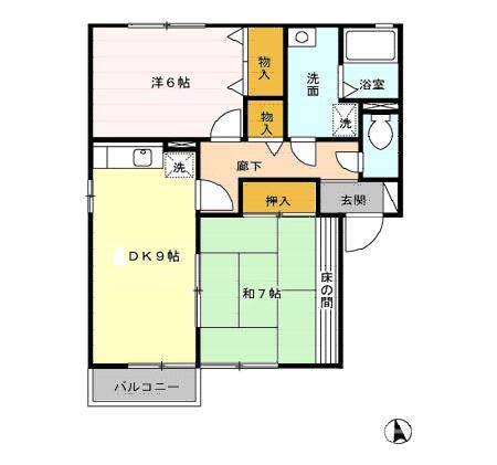 メゾンパークス C棟(2DK/2階)の間取り写真