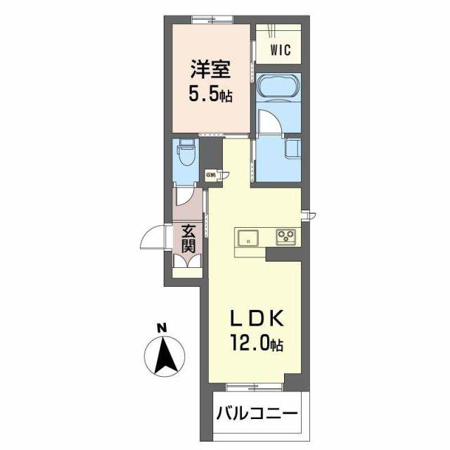 チェルシー 西津田 イースト(1LDK/1階)の間取り写真