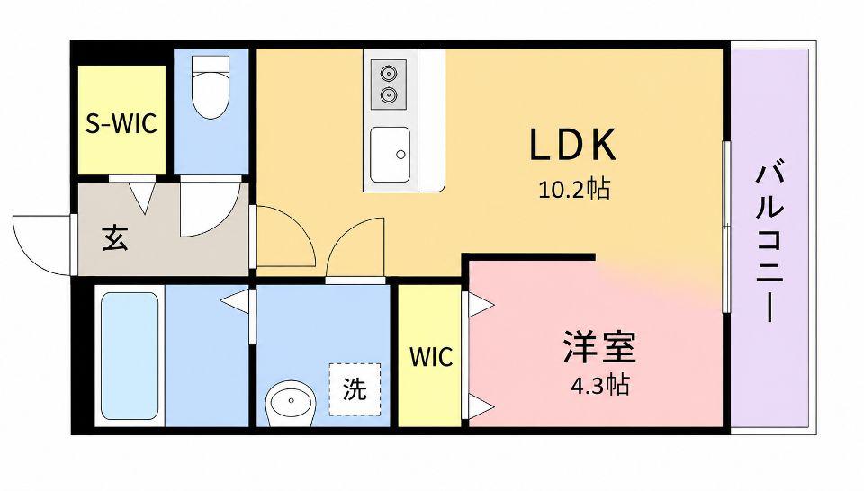 KO OLINA YANAGIMARU(1LDK/6階)の間取り写真