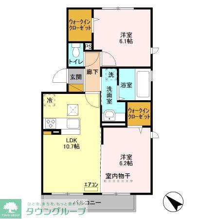 ラ・ヴィラージュ II棟(2LDK/1階)の間取り写真