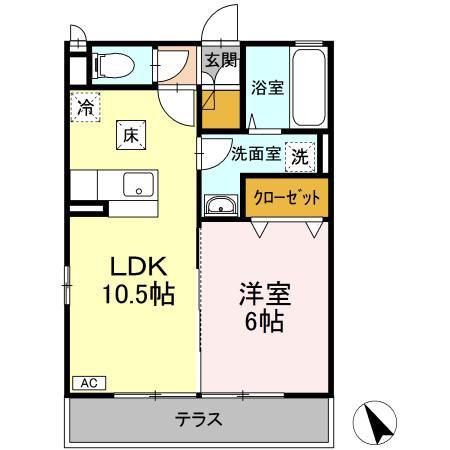 カーサ YS(1LDK/1階)の間取り写真