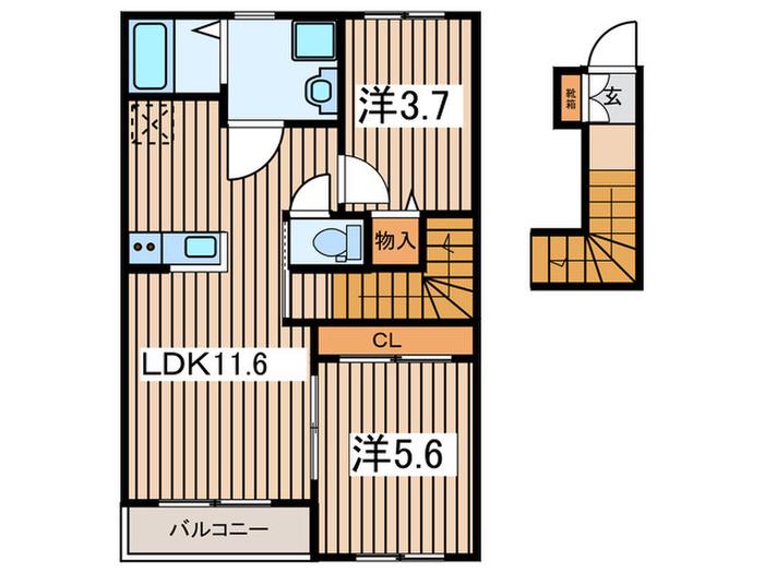 SAKURA HOUSE(2LDK/2階)の間取り写真