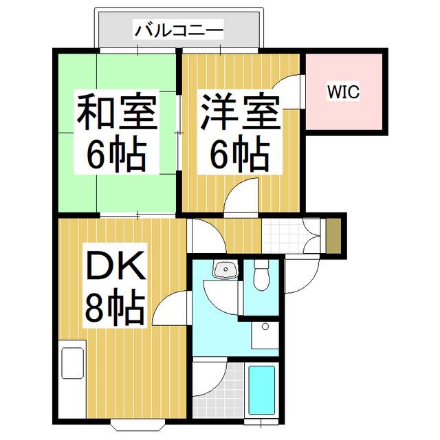 下田ハイツ松尾2(2DK/2階)の間取り写真