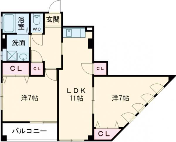 LA FAMILLE(2LDK/3階)の間取り写真