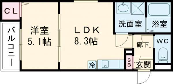 D.CREART松原FELIZ(1LDK/3階)の間取り写真