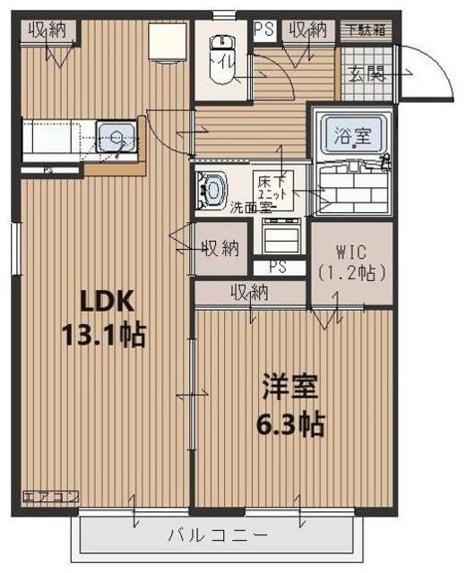 コンフォート下新倉(1LDK/2階)の間取り写真