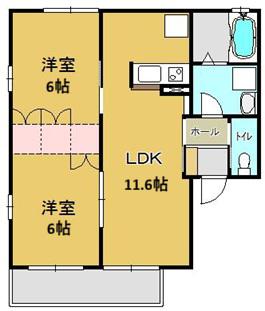 サニースクウェア小山(2LDK/2階)の間取り写真