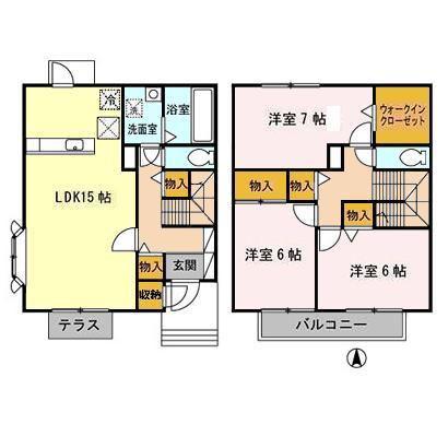 コンフォート浜田ABCD(3LDK/1階)の間取り写真