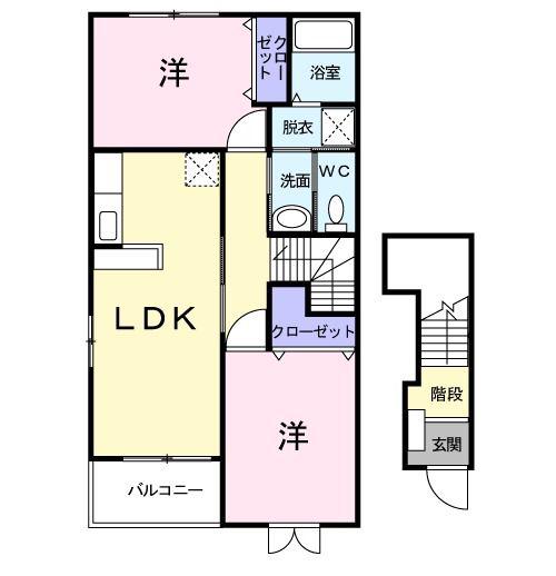 シバームA(2LDK/2階)の間取り写真