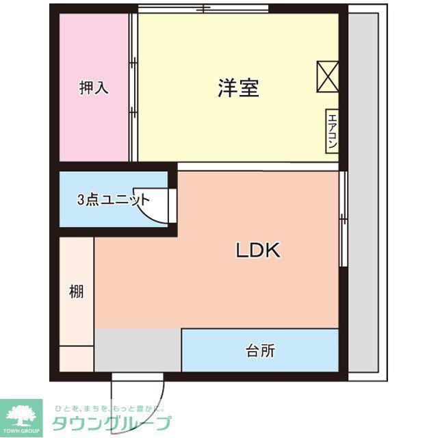 睦月ビル(1DK/3階)の間取り写真