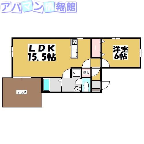 トーワ南長潟(1LDK/1階)の間取り写真