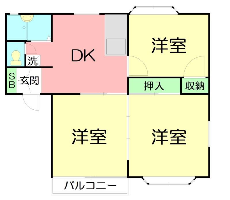 エクセル大磯A棟(3DK/2階)の間取り写真