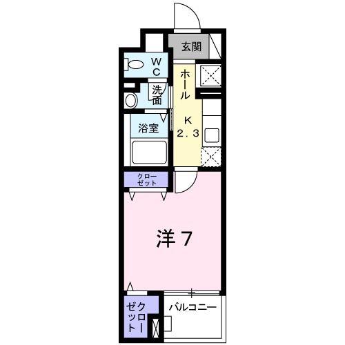 オークフォレスト明和VII(1K/3階)の間取り写真