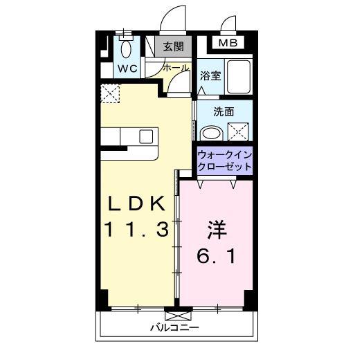 アカラピリラニ(1LDK/3階)の間取り写真