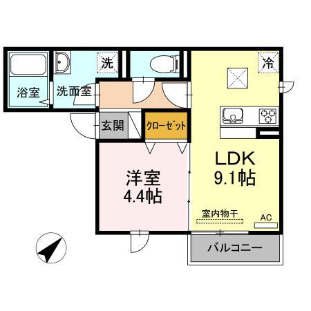 カメリア メゾン(1LDK/2階)の間取り写真