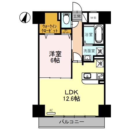 アムール・M(1LDK/4階)の間取り写真
