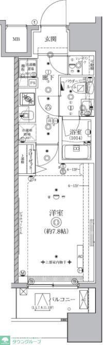 ALTERNA亀戸(1K/2階)の間取り写真