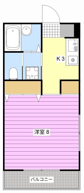 レイクビュー(1K/1階)の間取り写真