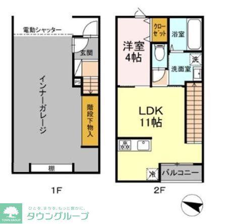 GARAGEクエスト(1LDK/2階)の間取り写真