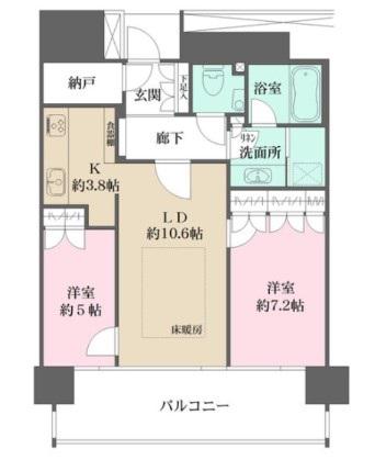 エムエムタワーズザサウス(2LDK/16階)の間取り写真