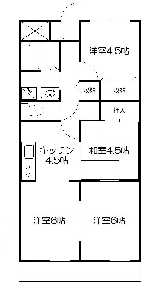 フジコーポ(3LDK/1階)の間取り写真