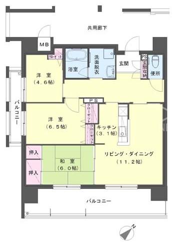 クラシオン小頭公園前1棟(3LDK/12階)の間取り写真