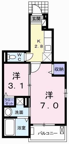 カーサ桜井町(1K/1階)の間取り写真