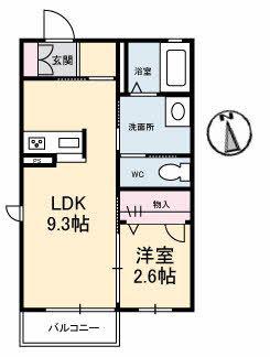 コスモパーク下郷 B棟(1LDK/1階)の間取り写真