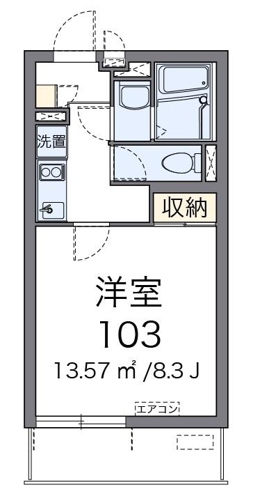 TAKAゼータ(1K/2階)の間取り写真