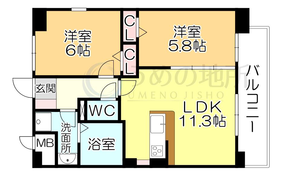 ウィリングネクスト(2LDK/3階)の間取り写真