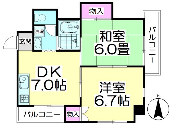 シーズンテラス(2DK/4階)の間取り写真