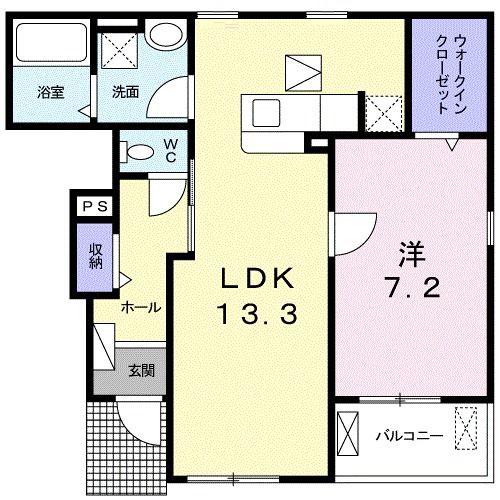 ハピネス高良台(1LDK/1階)の間取り写真