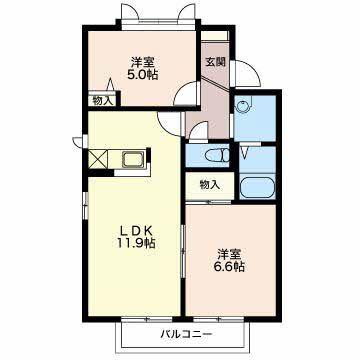 フロールB(2LDK/2階)の間取り写真