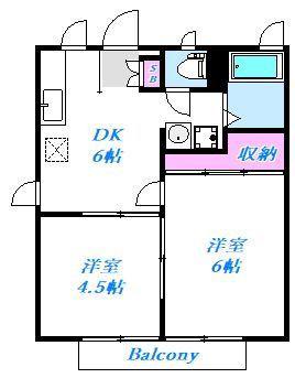 ハイツグレイシー(2DK/1階)の間取り写真