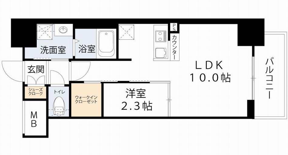 コンフォリアリヴ北浜平野町(1LDK/13階)の間取り写真