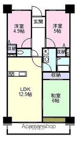 ＪＲ阪和線 紀伊駅 徒歩47分 10階建 築35年(3LDK/9階)の間取り写真