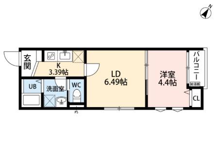 立川セイワレジデンス3(1LDK/1階)の間取り写真