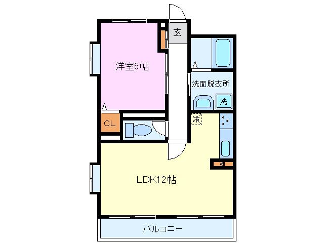 レアールパルA棟(1LDK/4階)の間取り写真