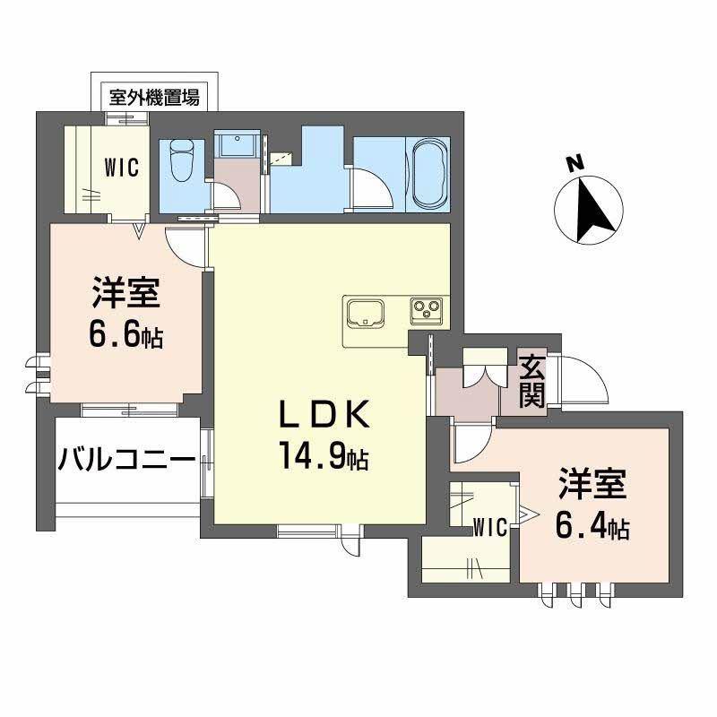 ヴィア パラディーソ(2LDK/2階)の間取り写真