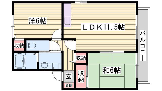 第3山下ハイツ(2LDK/2階)の間取り写真