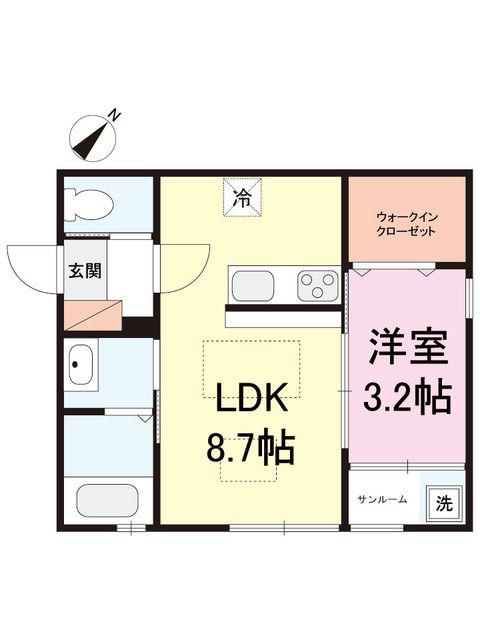 メモワール坂井東(1LDK/1階)の間取り写真