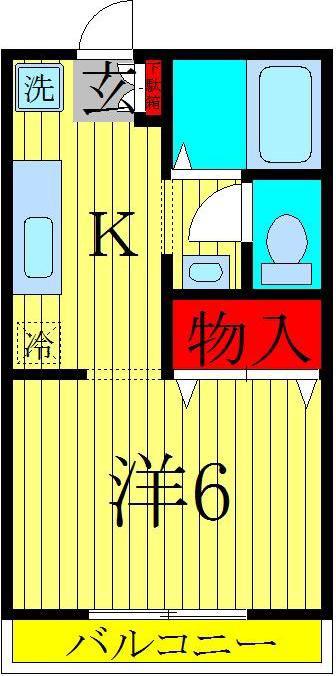 二松コーポⅡ(1K/1階)の間取り写真